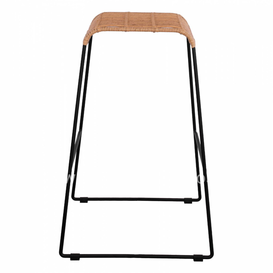 Metallic Stool Allegra HM5641 with Wicker in Beige color 49x50x76 cm