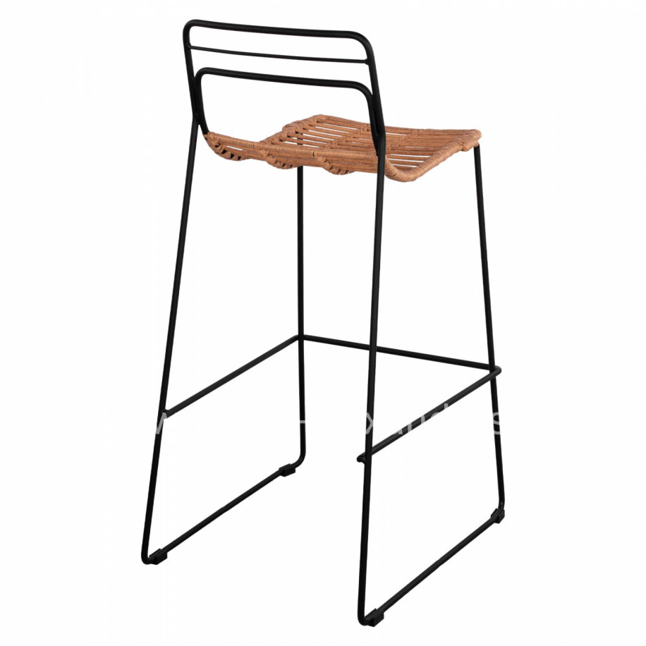 Metallic Stool Allegra HM5642 with Wicker in Beige color 48x53x100 cm