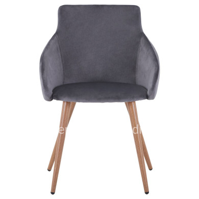 ΠΟΛΥΘΡΟΝΑΚΙ IVY ΒΕΛΟΥΔΟ ΓΚΡΙ ΚΑΙ ΜΕΤΑΛΛΙΚΑ ΠΟΔΙΑ HM8546.01 55x55x80Υ εκ.