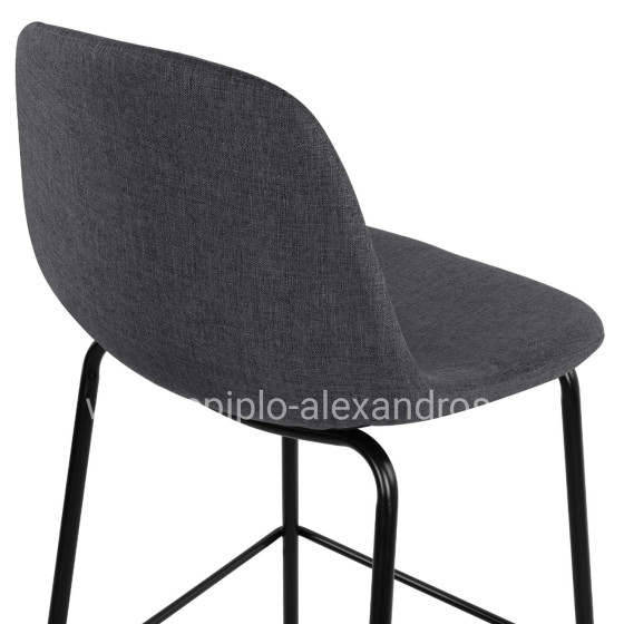 Stool with metallic frame and fabric in grey color 47x50x106cm HM8579.10