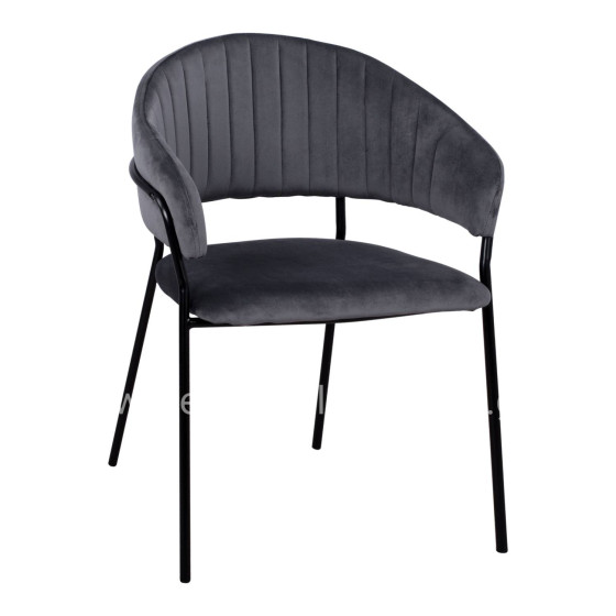 Armchair Theodore HM8520.01 from velvet grey with metallic frame 55x50x82cm