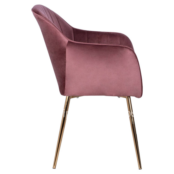 VELVET ARMCHAIR SAWYER HM8523.02 IN DUSTY PINK WITH GOLDEN LEGS 55x60x83 cm