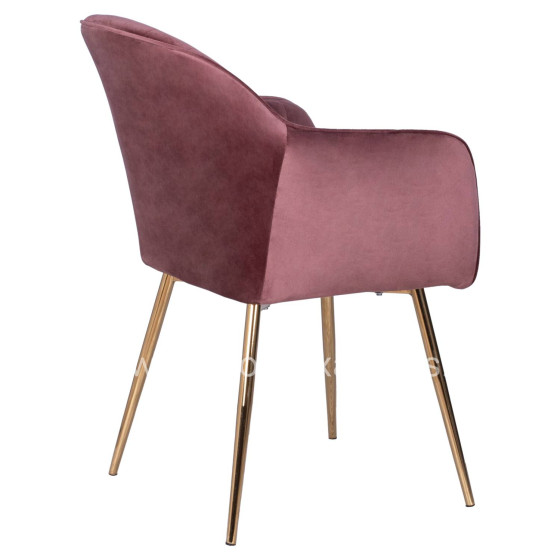 VELVET ARMCHAIR SAWYER HM8523.02 IN DUSTY PINK WITH GOLDEN LEGS 55x60x83 cm