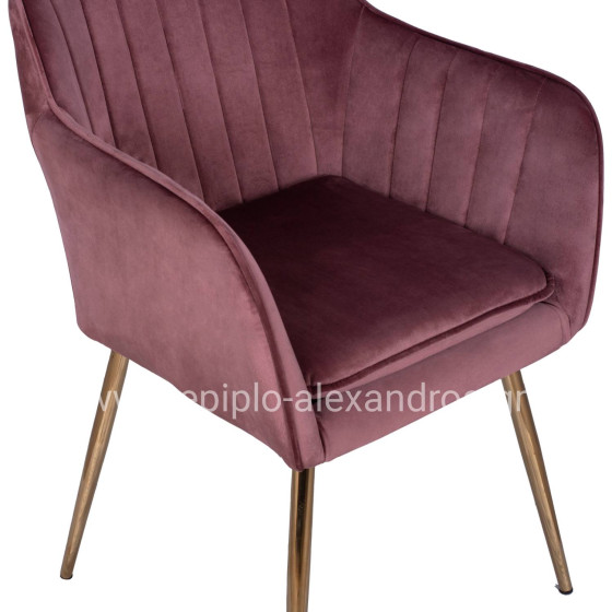 VELVET ARMCHAIR SAWYER HM8523.02 IN DUSTY PINK WITH GOLDEN LEGS 55x60x83 cm