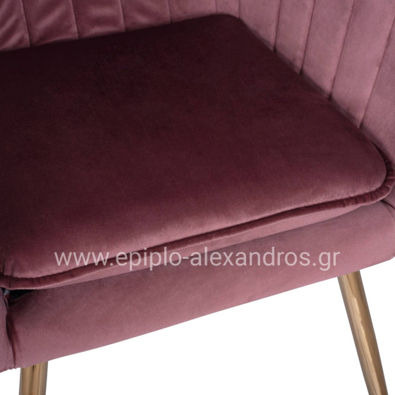 VELVET ARMCHAIR SAWYER HM8523.02 IN DUSTY PINK WITH GOLDEN LEGS 55x60x83 cm