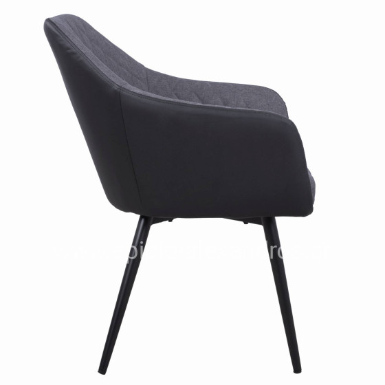 Armchair Charles HM8522.01 with fabric Dark Grey PU Black 57x63x83 cm
