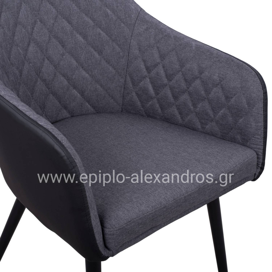Armchair Charles HM8522.01 with fabric Dark Grey PU Black 57x63x83 cm