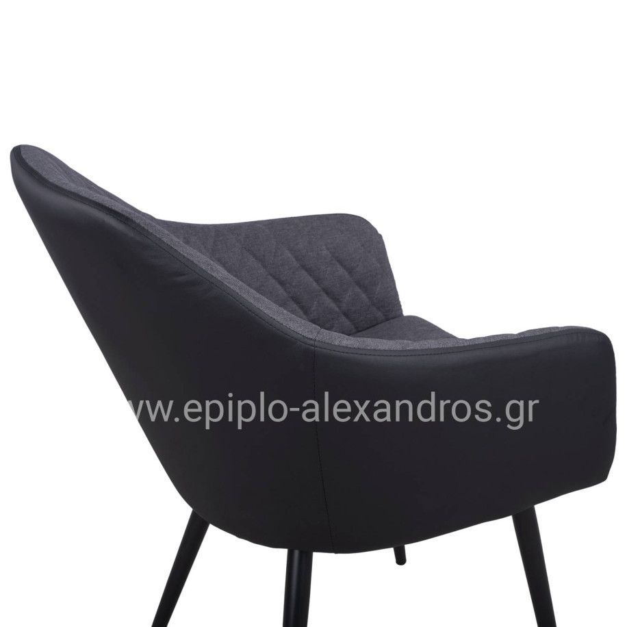Armchair Charles HM8522.01 with fabric Dark Grey PU Black 57x63x83 cm