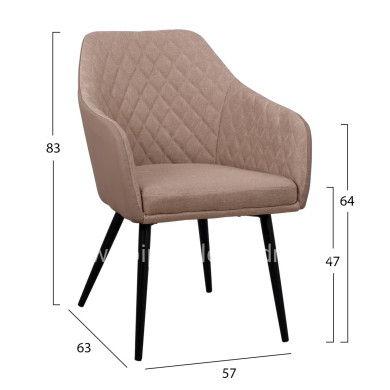 Armchair Charles HM8522.07 with fabric Beige & PU Beige 57x63x83 cm