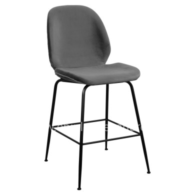 Bar Stool Nora Velvet Grey & Black metallic frame HM8524.01 48x61x103 cm