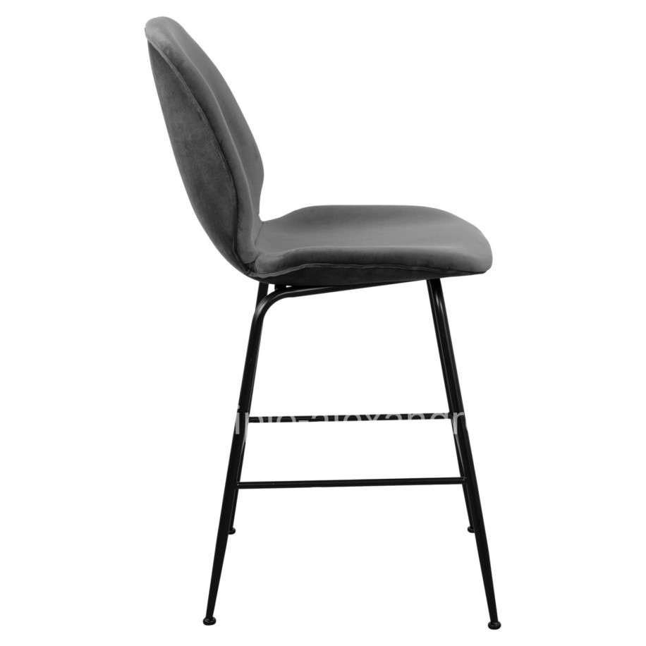 Bar Stool Nora Velvet Grey & Black metallic frame HM8524.01 48x61x103 cm