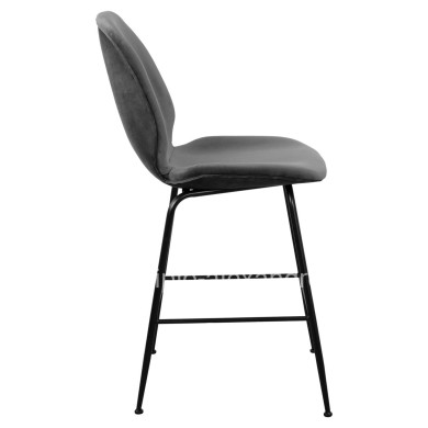 Bar Stool Nora Velvet Grey & Black metallic frame HM8524.01 48x61x103 cm