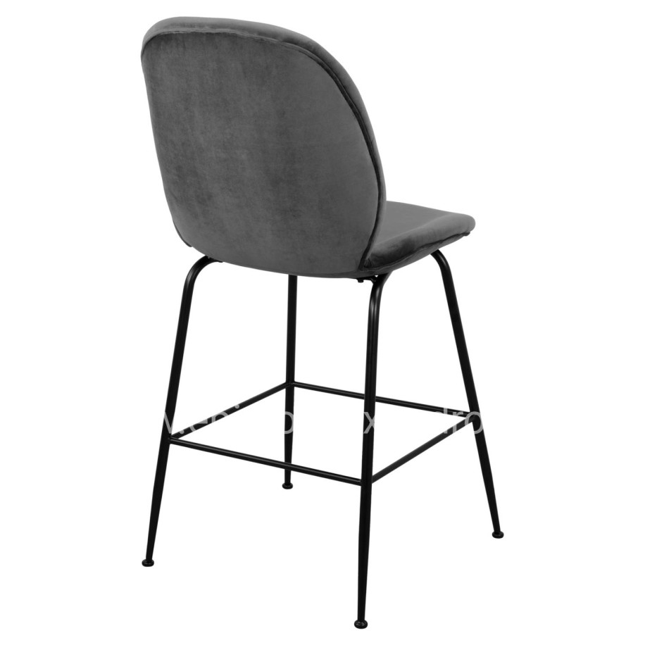 Bar Stool Nora Velvet Grey & Black metallic frame HM8524.01 48x61x103 cm