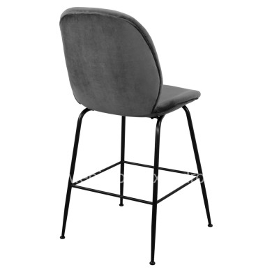 Bar Stool Nora Velvet Grey & Black metallic frame HM8524.01 48x61x103 cm