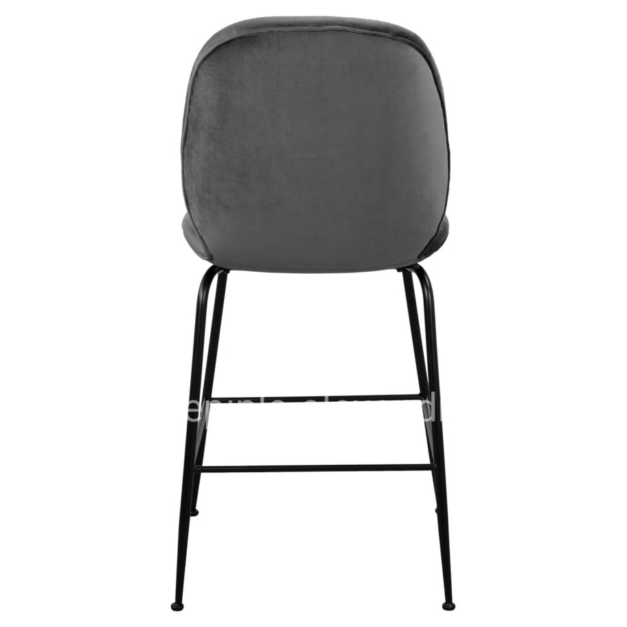 Bar Stool Nora Velvet Grey & Black metallic frame HM8524.01 48x61x103 cm
