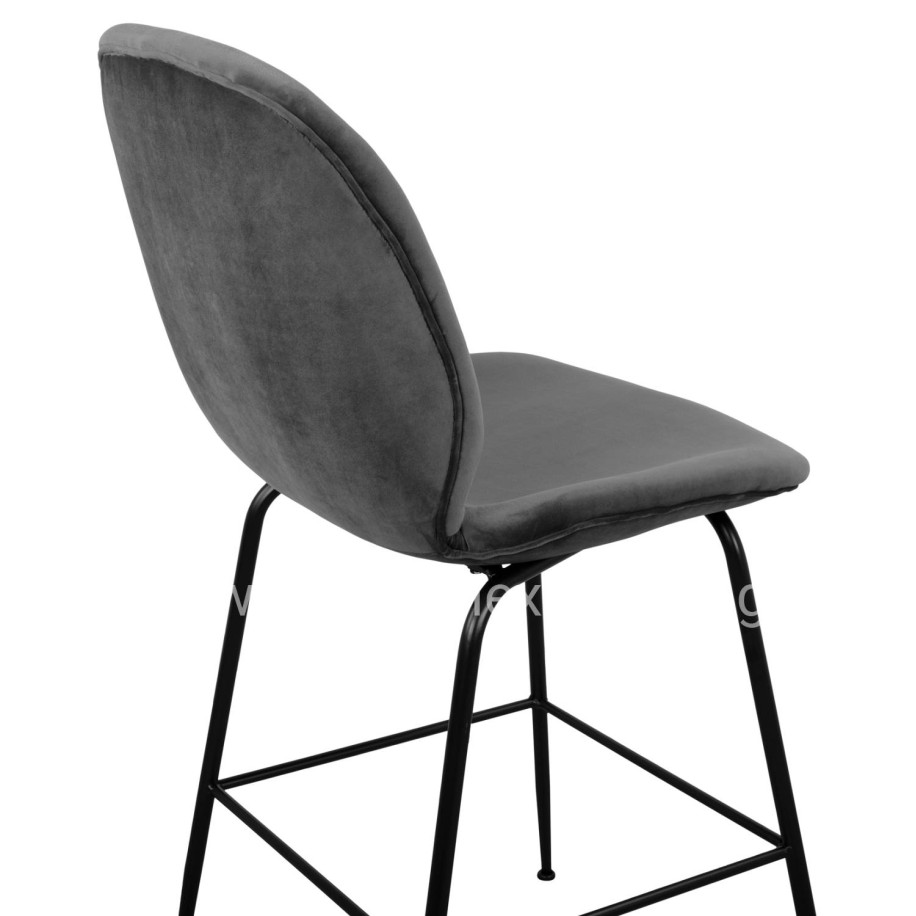 Bar Stool Nora Velvet Grey & Black metallic frame HM8524.01 48x61x103 cm