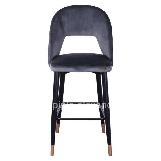 Bar Stool Harper HM8526.01 Velvet Grey with Metallic Frame 50Χ51Χ111cm