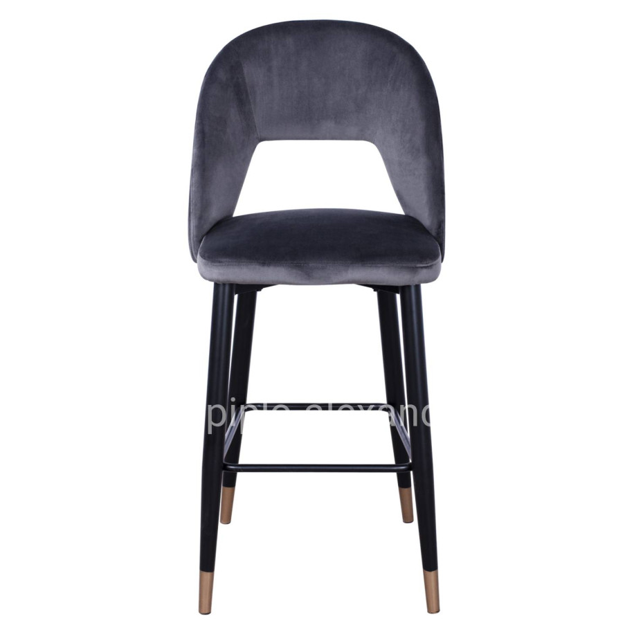 Bar Stool Harper HM8526.01 Velvet Grey with Metallic Frame 50Χ51Χ111cm