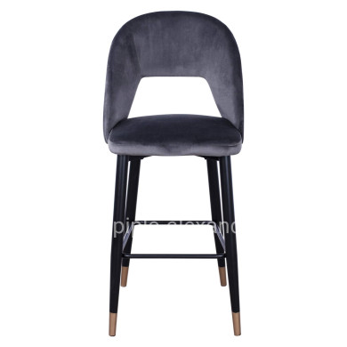 Bar Stool Harper HM8526.01 Velvet Grey with Metallic Frame 50Χ51Χ111cm