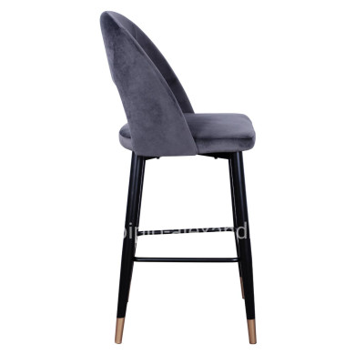 Bar Stool Harper HM8526.01 Velvet Grey with Metallic Frame 50Χ51Χ111cm