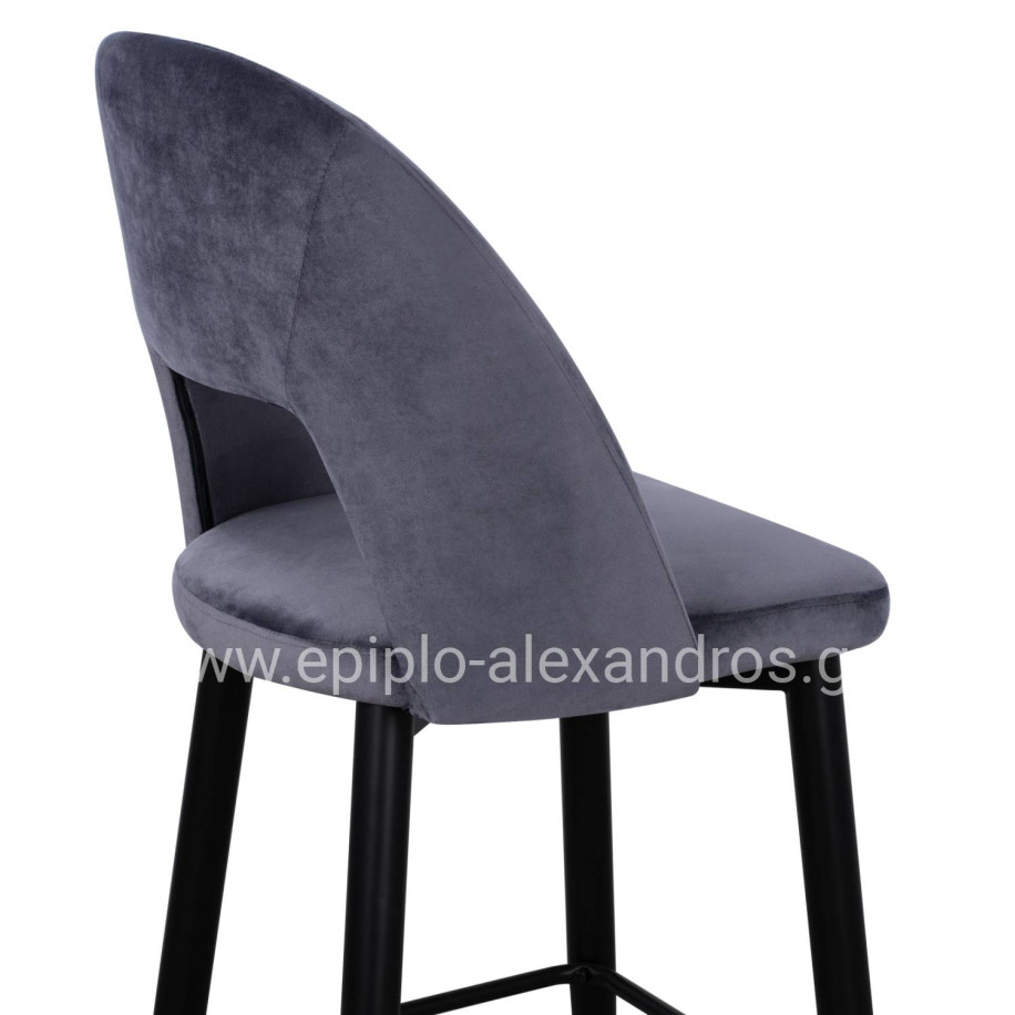Bar Stool Harper HM8526.01 Velvet Grey with Metallic Frame 50Χ51Χ111cm