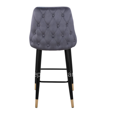 Bar Stool SERENITY HM8519.01 from velvet grey with metallic frame 51x57x110cm