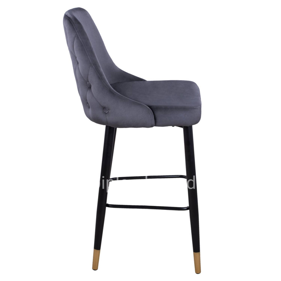 Bar Stool SERENITY HM8519.01 from velvet grey with metallic frame 51x57x110cm