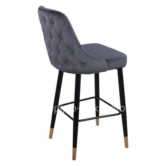 Bar Stool SERENITY HM8519.01 from velvet grey with metallic frame 51x57x110cm
