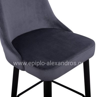 ΣΚΑΜΠΟ ΜΠΑΡ SERENITY HM8519.01 ΑΠΟ ΒΕΛΟΥΔΟ ΓΚΡΙ ΜΕ ΜΕΤΑΛΛΙΚΟ ΣΚΕΛΕΤΟ 51Χ57Χ110Υ εκ.