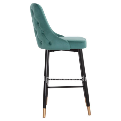Bar Stool SERENITY HM8519.03 Velvet Cypress Green Color and metallic frame 51x57x110cm