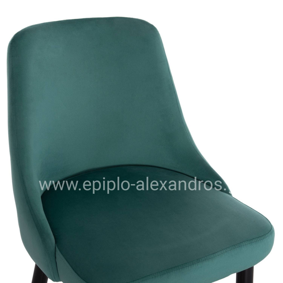 Bar Stool SERENITY HM8519.03 Velvet Cypress Green Color and metallic frame 51x57x110cm