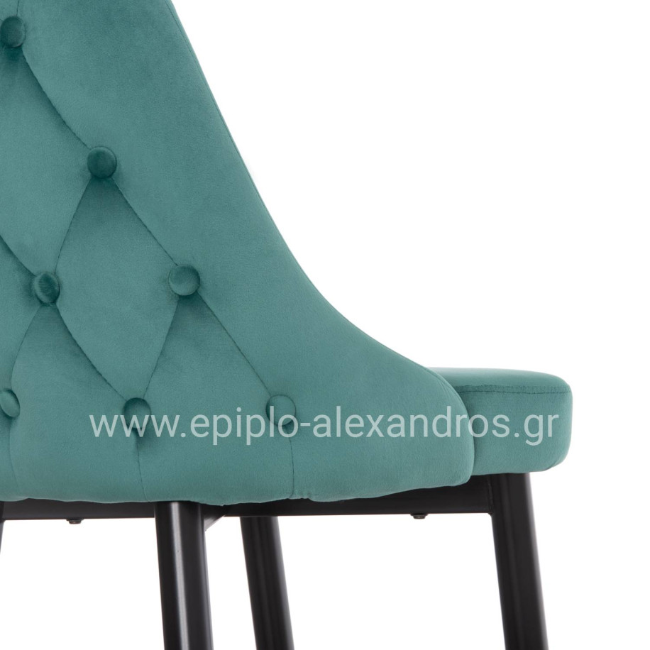 Bar Stool SERENITY HM8519.03 Velvet Cypress Green Color and metallic frame 51x57x110cm