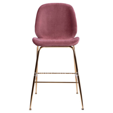 MEDIUM HEIGHT STOOL HM8524.02 VELVET DUSTY PINK & GOLD METAL FRAME 48x61x103 cm.