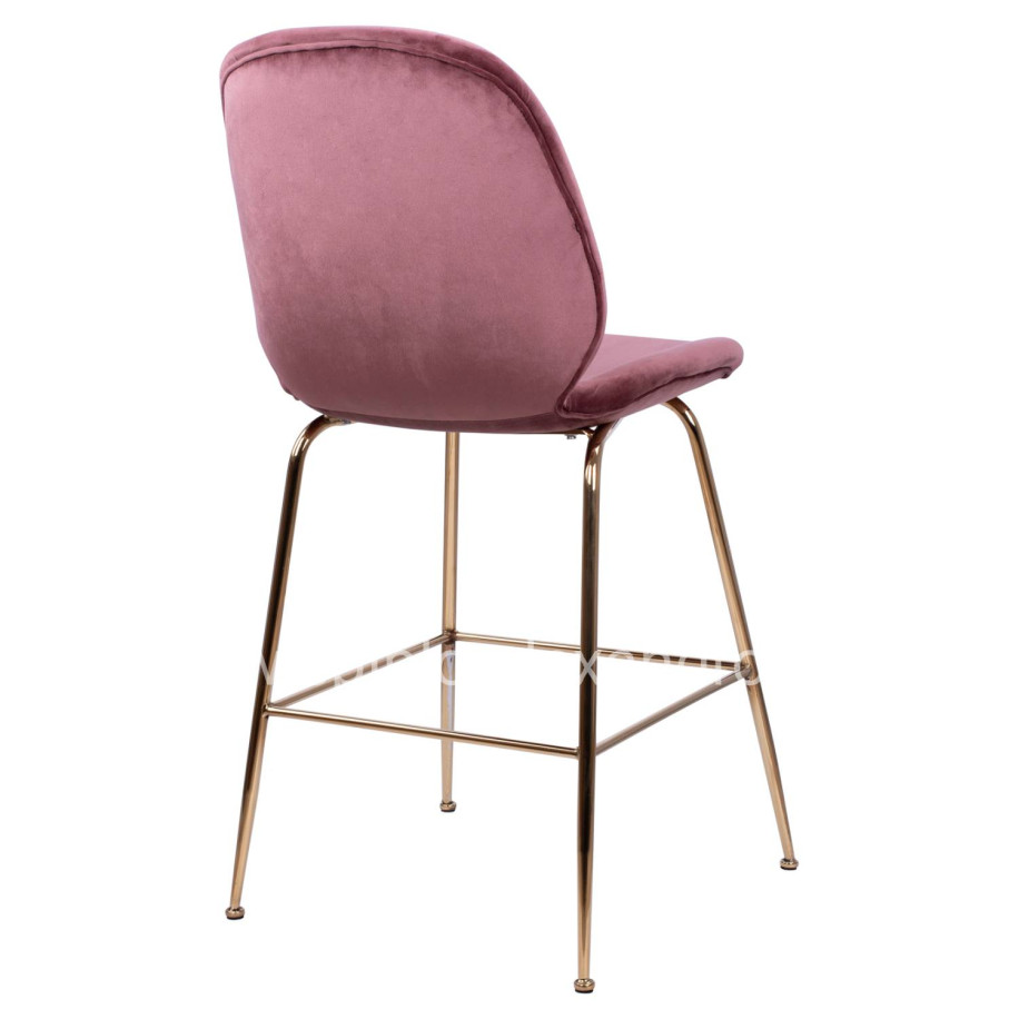 MEDIUM HEIGHT STOOL HM8524.02 VELVET DUSTY PINK & GOLD METAL FRAME 48x61x103 cm.
