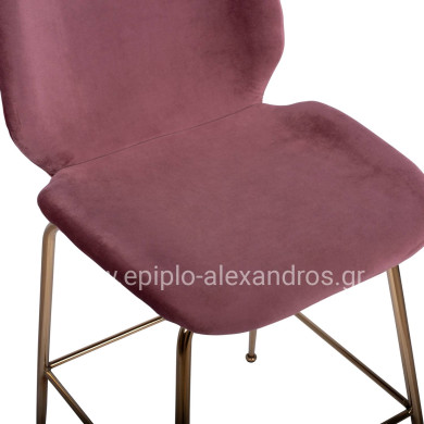 MEDIUM HEIGHT STOOL HM8524.02 VELVET DUSTY PINK & GOLD METAL FRAME 48x61x103 cm.