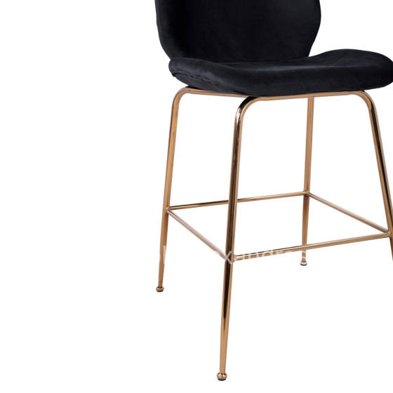 Bar Stool Nora Black Velvet & Gold Metallic Frame HM8524.04 48x61x103 cm