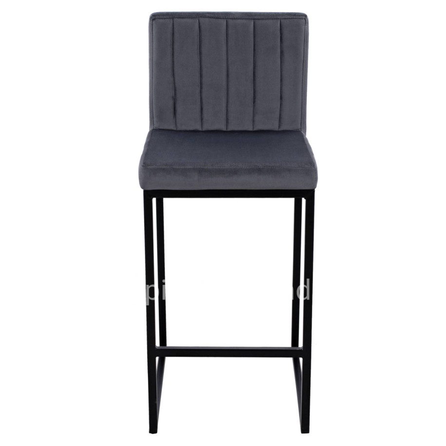 Bar Stool Piper Velvet Grey & Black Metallic Frame HM8525.01 40x49x96 cm