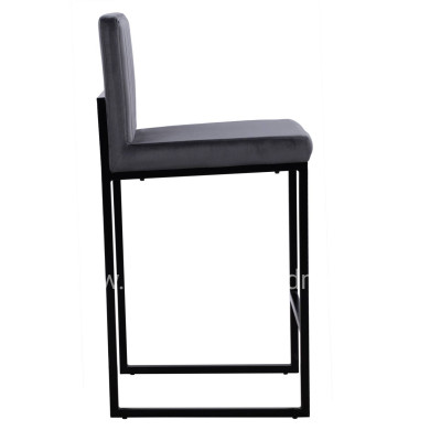 Bar Stool Piper Velvet Grey & Black Metallic Frame HM8525.01 40x49x96 cm