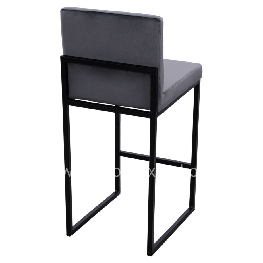 Bar Stool Piper Velvet Grey & Black Metallic Frame HM8525.01 40x49x96 cm