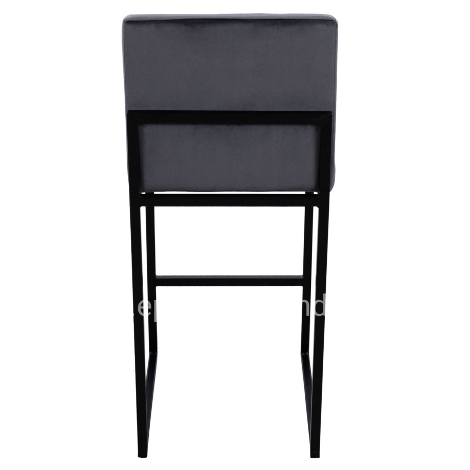 Bar Stool Piper Velvet Grey & Black Metallic Frame HM8525.01 40x49x96 cm