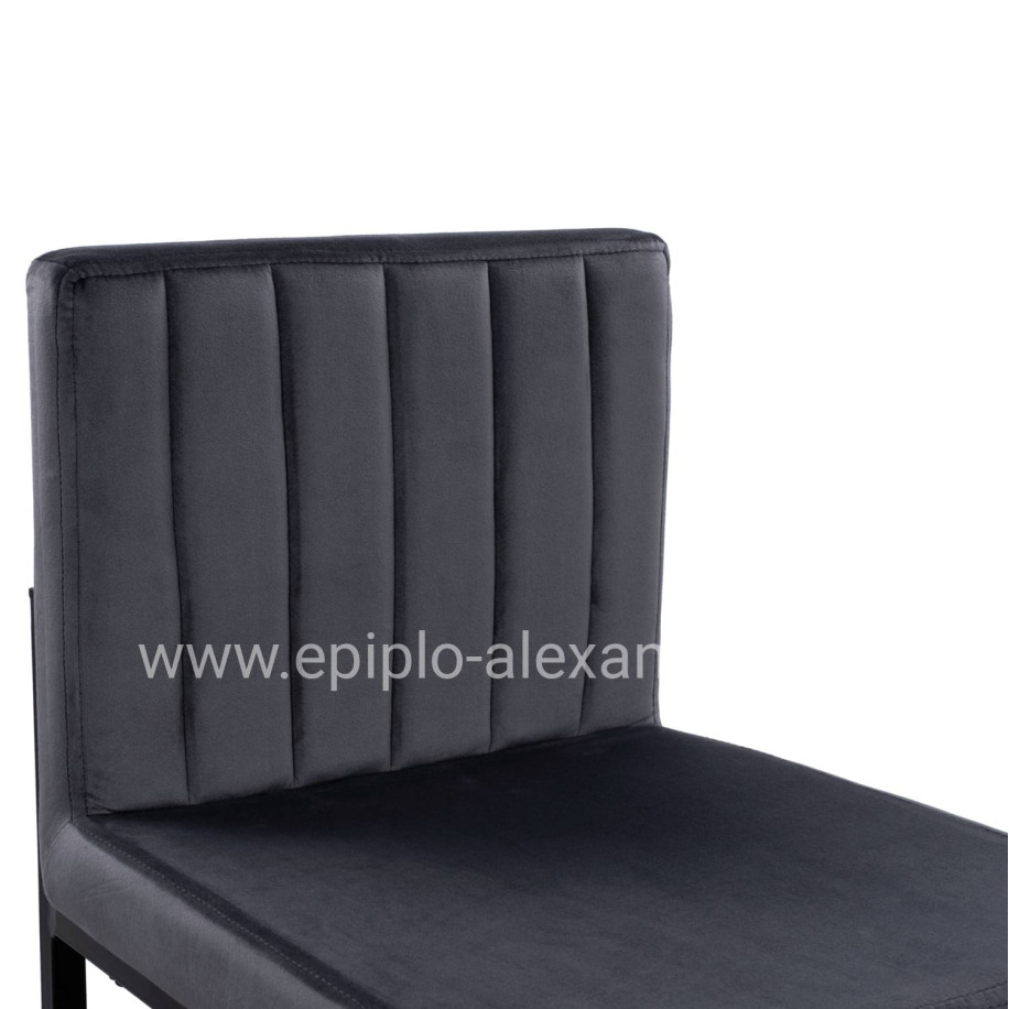 Bar Stool Piper Velvet Grey & Black Metallic Frame HM8525.01 40x49x96 cm