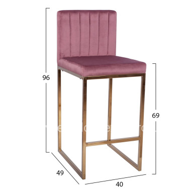 Bar Stool Piper Velvet Rotten Apple & Gold Metallic Frame HM8525.02 40x49x96 cm