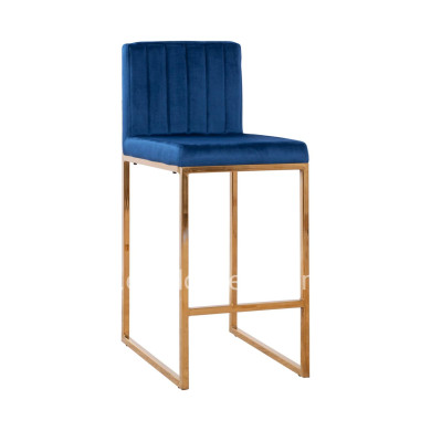 Bar Stool Piper Velvet Blue & Gold Metallic Frame HM8525.08 40x49x96cm