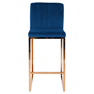Bar Stool Piper Velvet Blue & Gold Metallic Frame HM8525.08 40x49x96cm