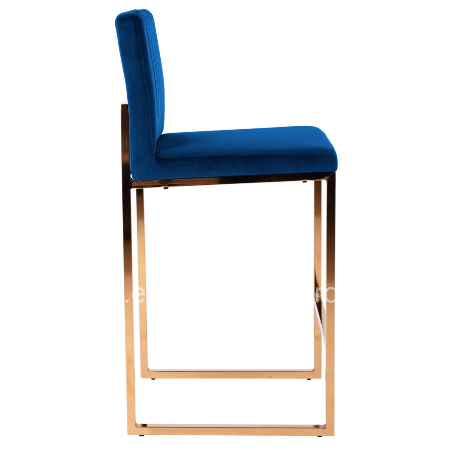 Bar Stool Piper Velvet Blue & Gold Metallic Frame HM8525.08 40x49x96cm