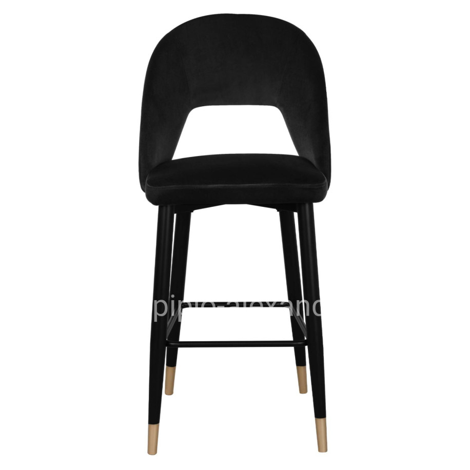 Bar Stool Harper HM8526.04 Velvet Black with metallic frame 50Χ51Χ111cm