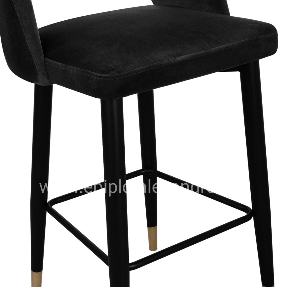 Bar Stool Harper HM8526.04 Velvet Black with metallic frame 50Χ51Χ111cm