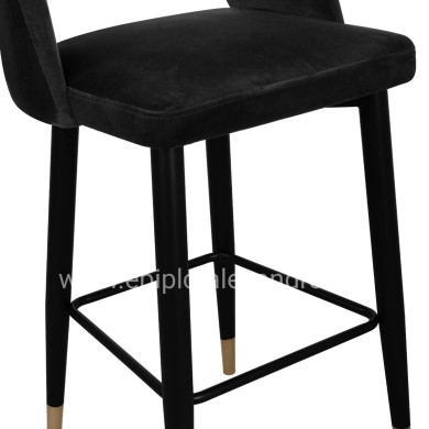 Bar Stool Harper HM8526.04 Velvet Black with metallic frame 50Χ51Χ111cm