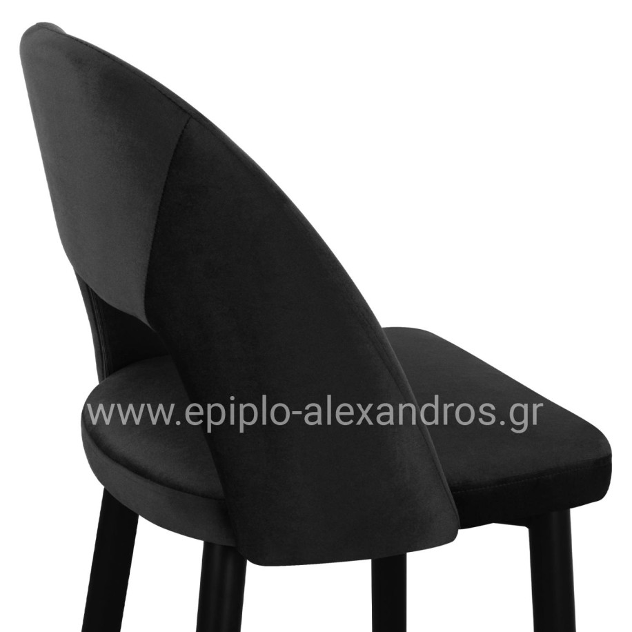 Bar Stool Harper HM8526.04 Velvet Black with metallic frame 50Χ51Χ111cm