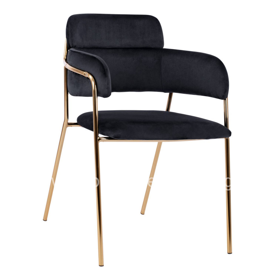 Armchair Kelso HM8521.04 Velvet Black & Gold Leg 52,5x52x80 cm